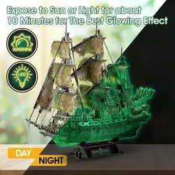 3D Puzzles for Adults Glow in The Dark The Flying Dutchman Luminous Haunted Pirate Ship Arts for Adults Model Kits Ghost Ship