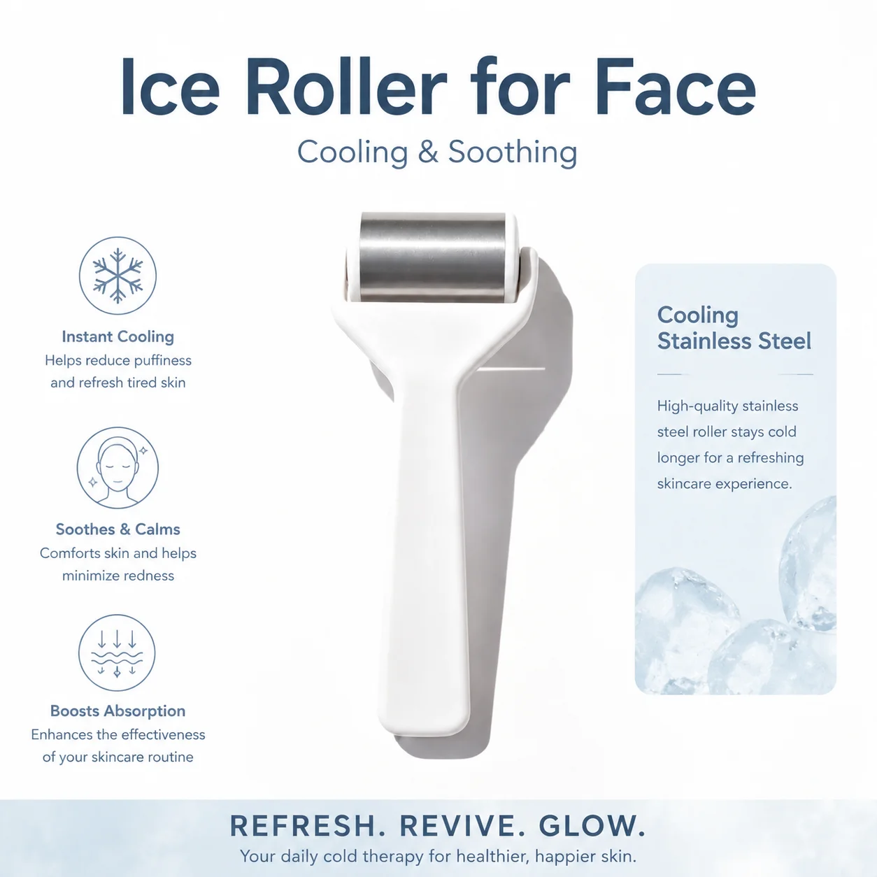 

Ice Roller for Face Skin Depuffing Tool Cryotherapy Massage Reduce Puffiness Redness Anti Wrinkle Portable Beauty Device