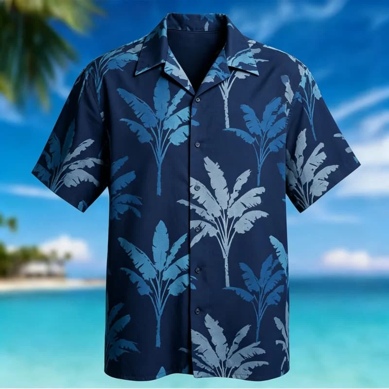 Summer Minimalist Plant Printed Collar Shirt Tequila Pineapple Banana Youth Versatile Short Sleeve