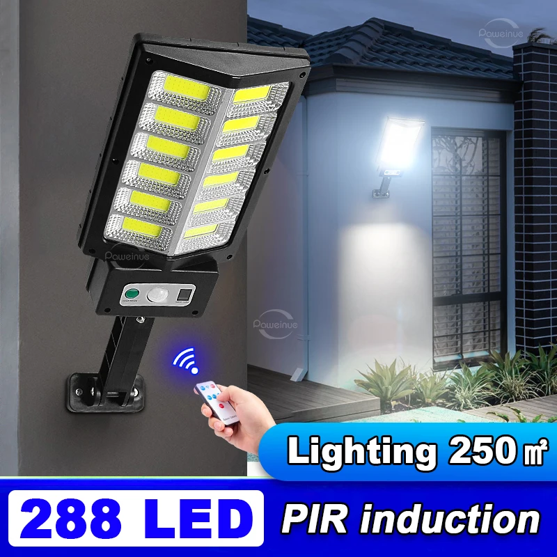 

High Lumen 288 LED Lamp Beads Solar Light Motion Sensor IP65 Waterproof Solar Street Light Outdoor Courtyard Garden Solar Light