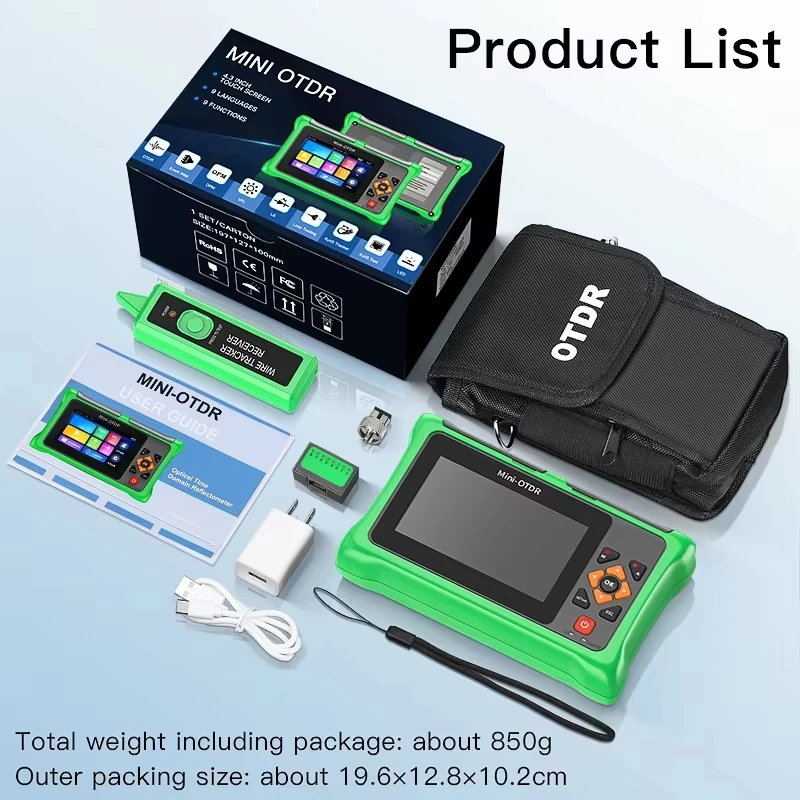 KP900 OTDR Tester 100KM Touch Screen Optical Time Domain Reflectometer Multi Functional Fiber Optic Cable Tes