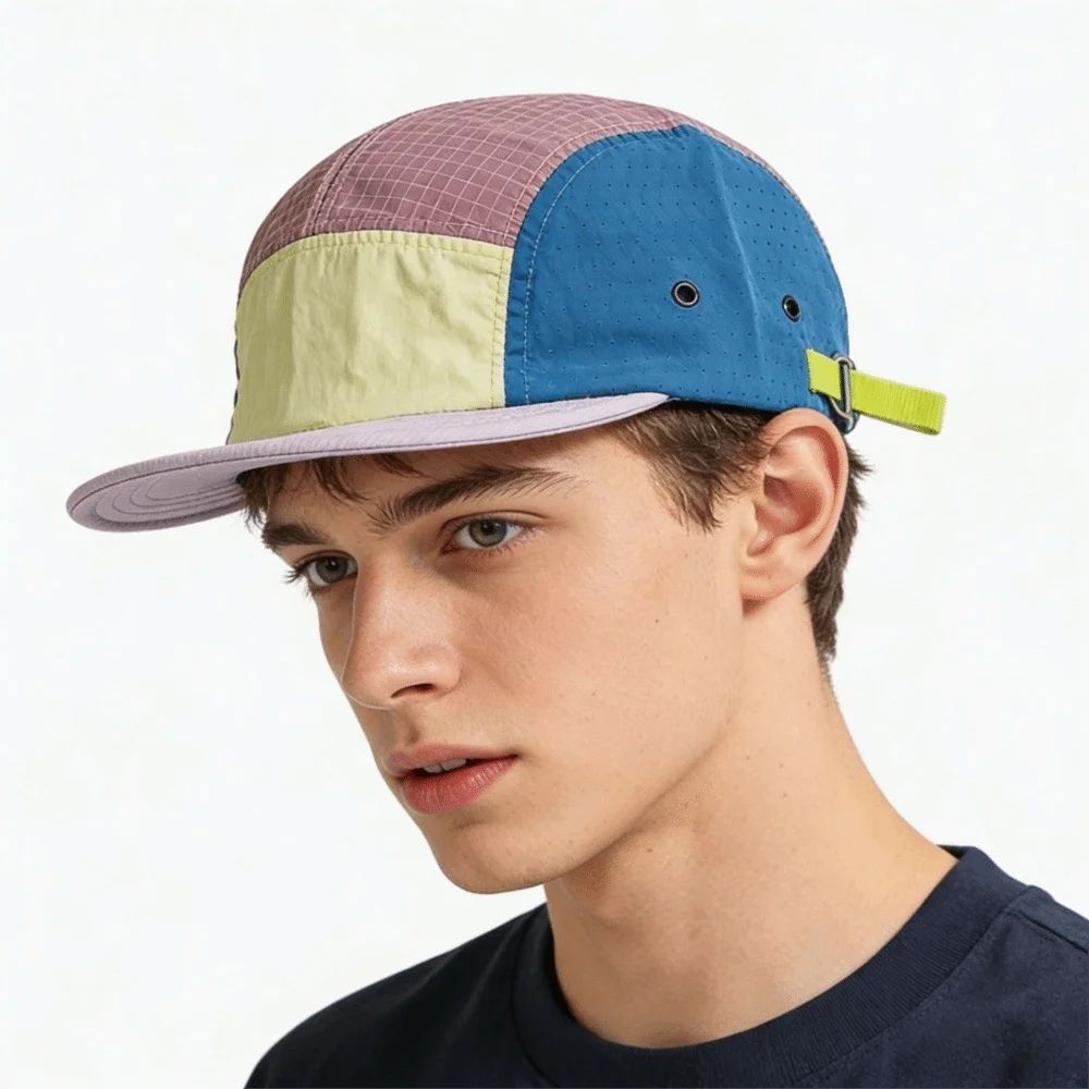 

5-panel Men Baseball Caps Color Matching Breathable Quick Drying Cap Sun Protection Outdoor Camping Duck Tongue Cap