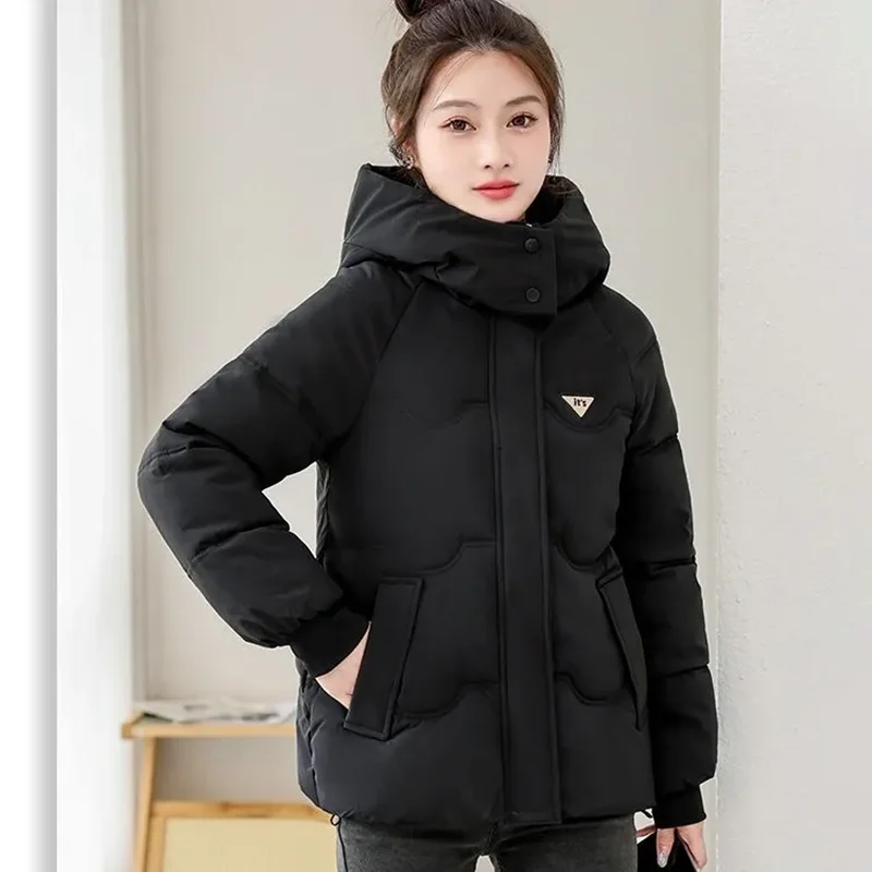 Student Down Cotton-Padded Jacket Women's Outwear Hooded Fashion Warm Thicke Parker Winter New 2025 Short Loose Cotton-Jacket