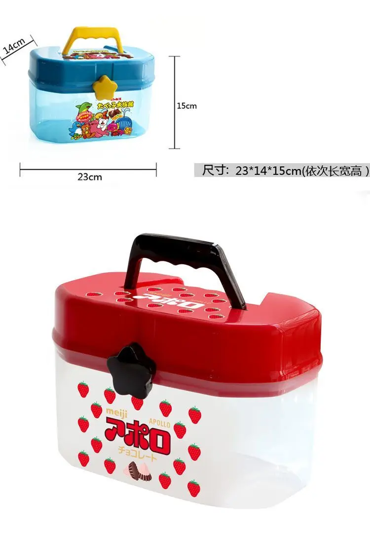 Nette Cartoon Kinder Doppel Schichten Lagerung Box Tragbare Kunststoff Spielzeug Kreide Snack Baustein Organizer Umweltfreundliche Material – Detail 5