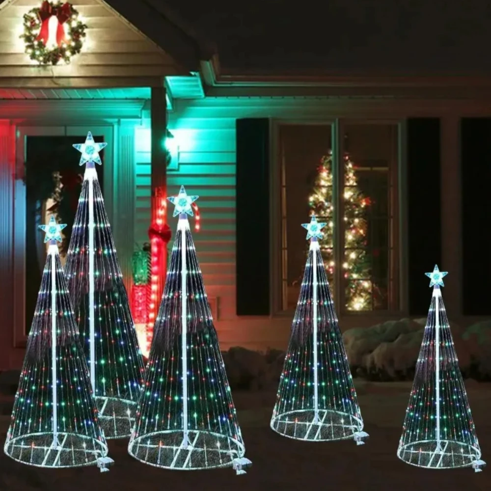 1.5/2m Controlchristmas Light NEW LED Christmas Tree Indoor Outdoor Decoration Metal Ring Led String Light Decorative Light
