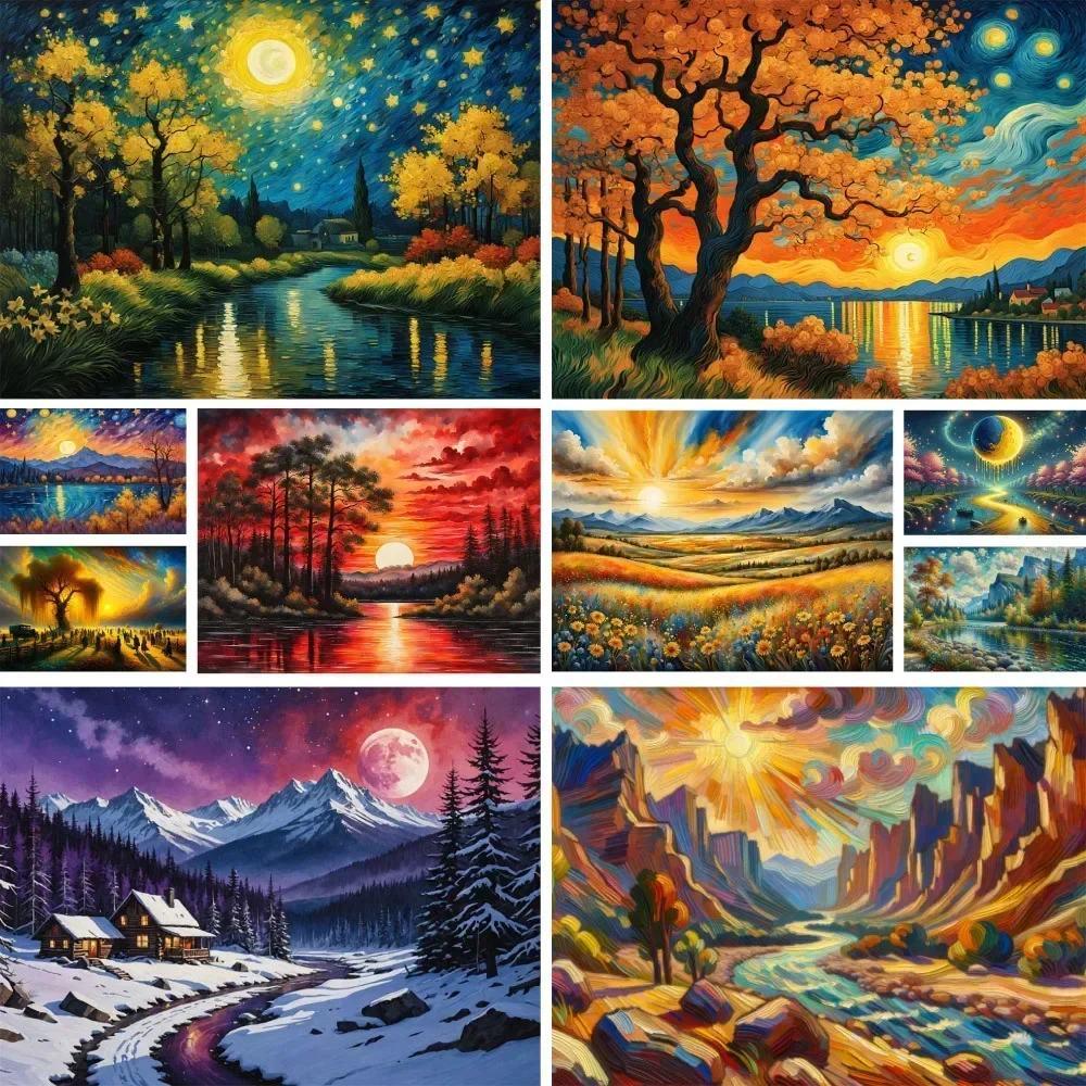 127538  Beautiful Nature Painting By Numbers Drawing Craft Kit For Adults Home Decoration Child's Gift Free Shipping 2024 HOT