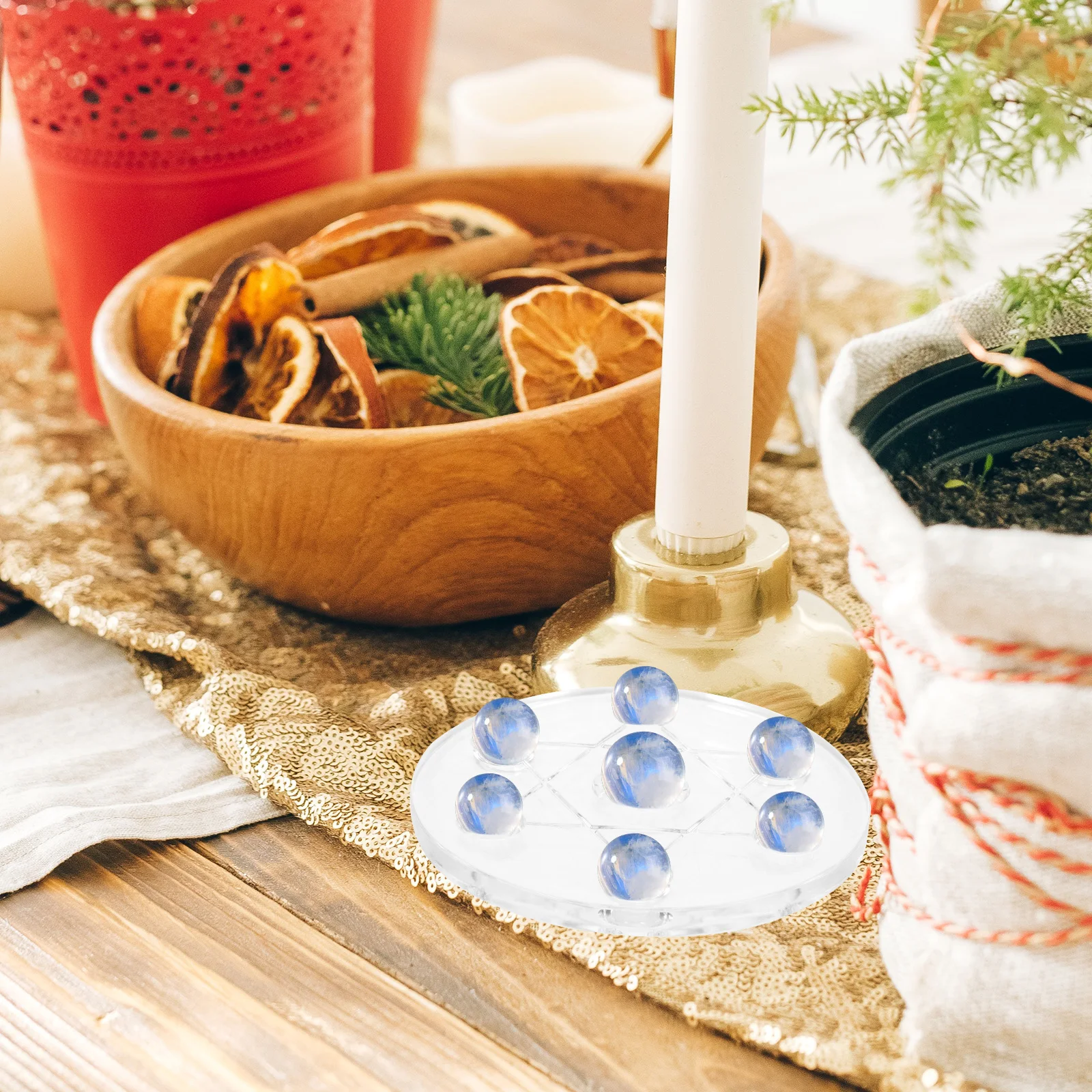 

Seven-Star Array Crystal Ball Stand Acrylic Desktop Decorative Sphere Display Holder Home Ornament Sphere Stand