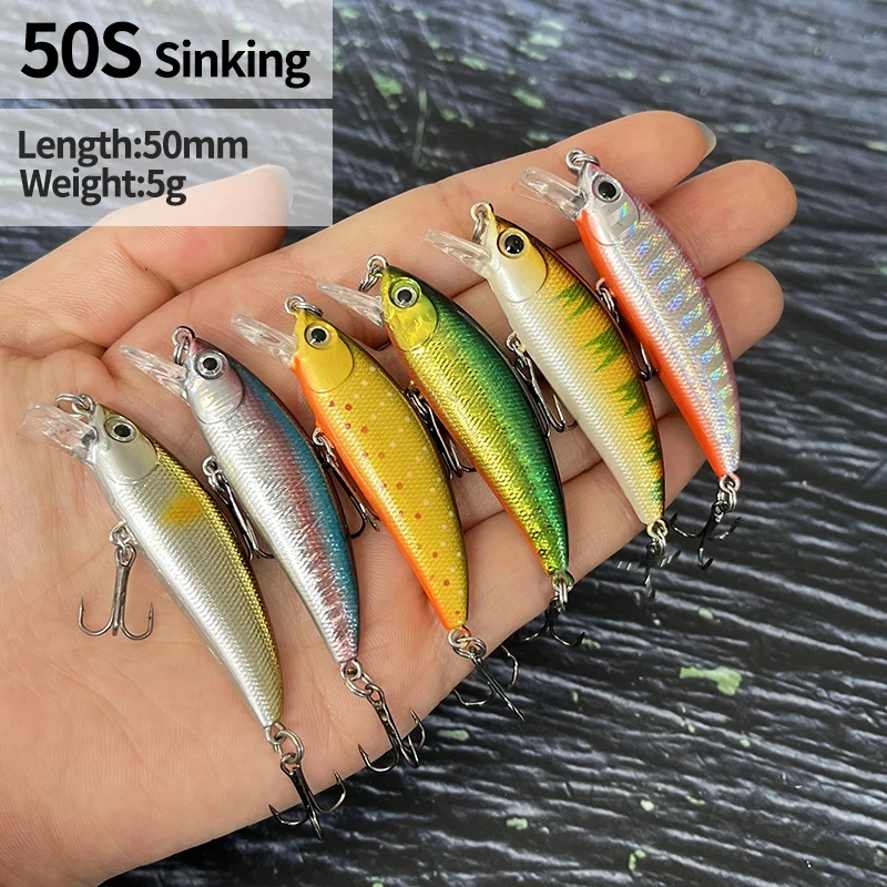 1Pcs 5g 50mm Mini Sinking Minnow Lures Pesca Jerkbait Wobblers Artificial Hard Bait for Trout Lake Swimbait Fishing Accessories