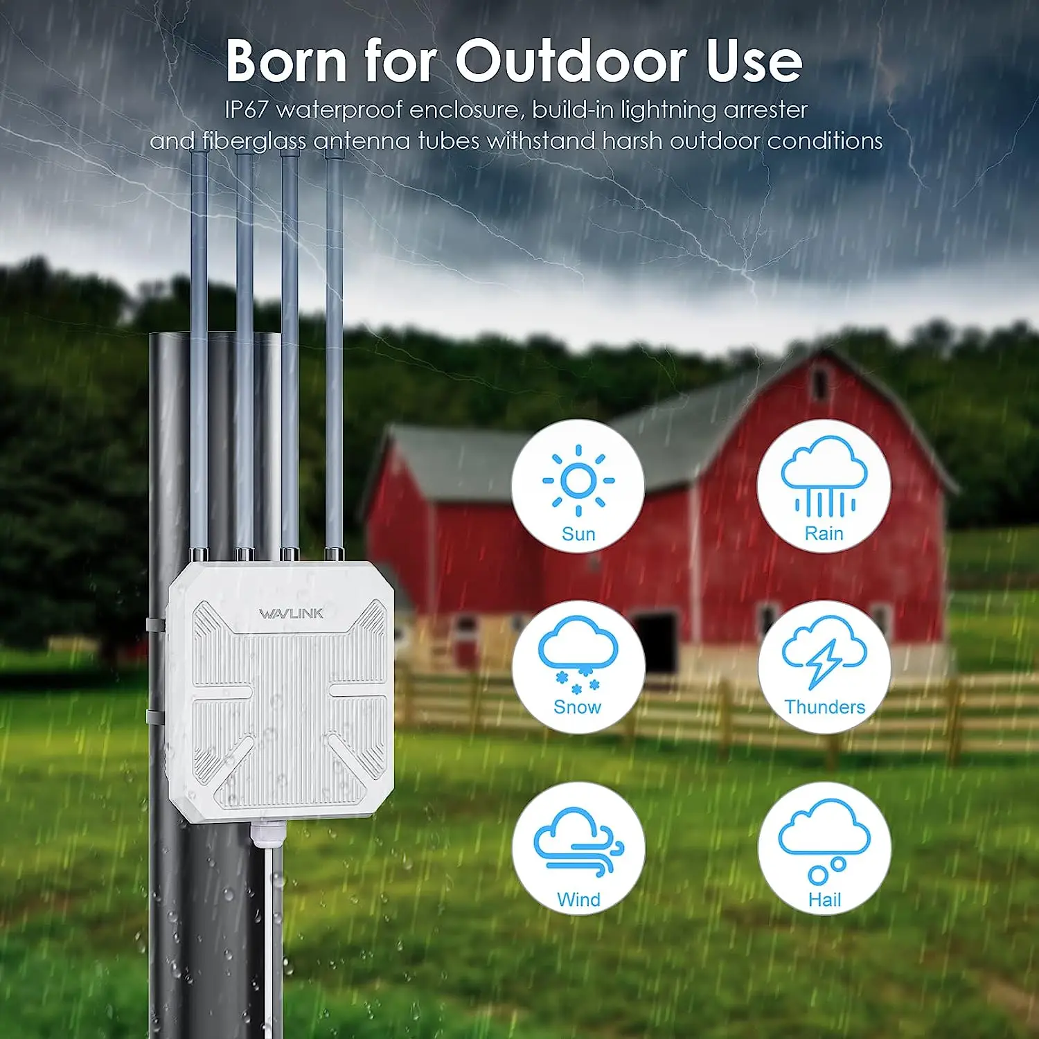 WAVLINK Outdoor WiFi Extender AX1800 daya tinggi luar ruangan tahan cuaca WiFi Range Extender