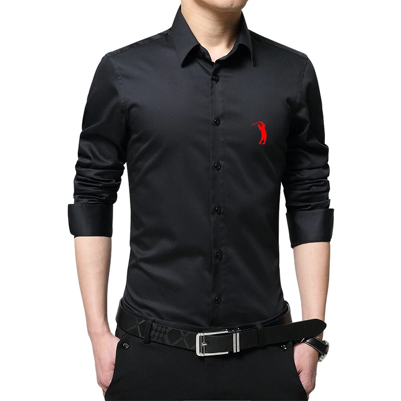 Camisa de negócios anti-rugas masculina, blusa social, slim fit, alta qualidade