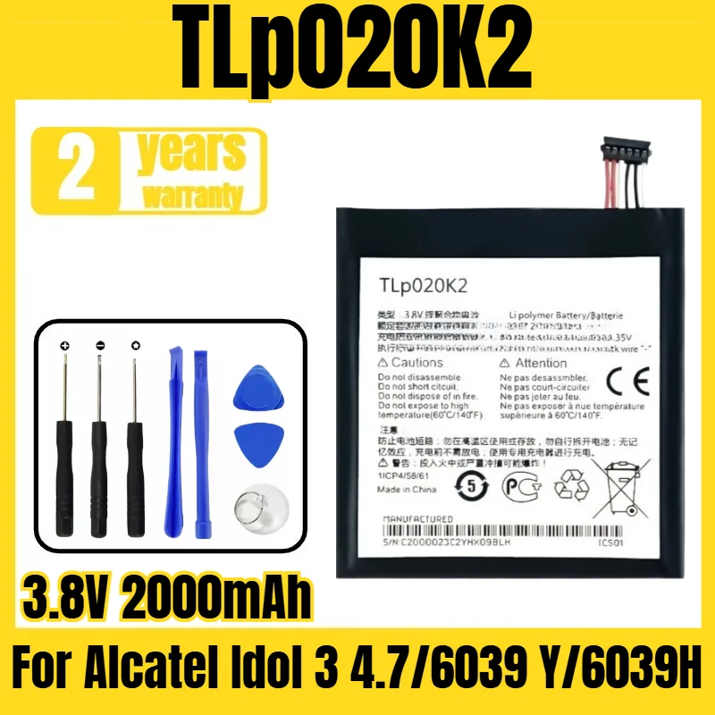 

TLp020K2 mobile phone battery, suitable for Alcatel Idol 3 4.7/6039 Y/6039H battery, new large capacity, free tool 3.8V 2000mAh