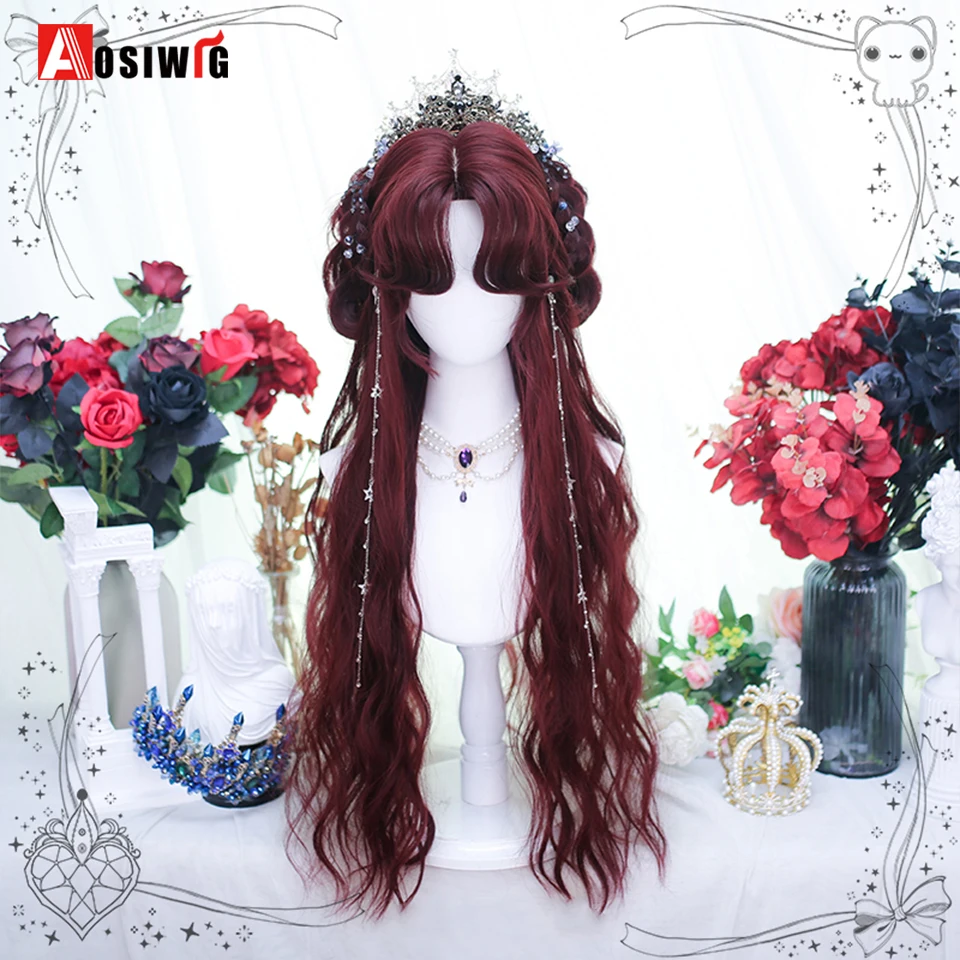 33Inch Synthetic Big wave long curly hair Milk Tea Green Lolita Wigs For Women Cosplay Wig With Bangs Halloween Daily Cosplay Us