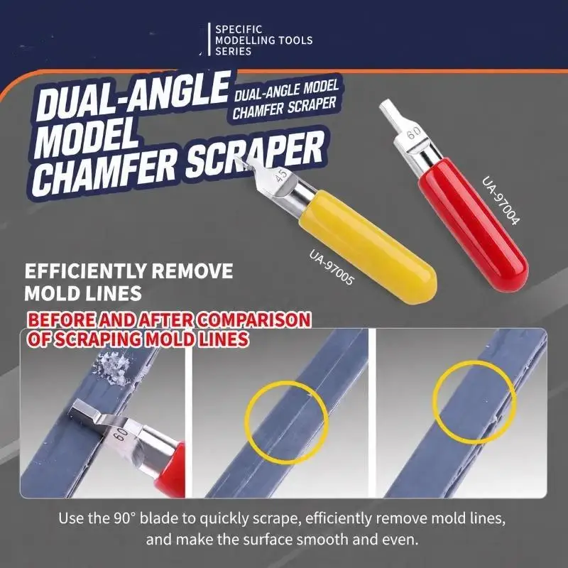 Ustar Dual Angle Chamfer Scraper UA97004/UA97005 Precision Deburring Tool For Plastic Model Military Hobby Craft Chamfering Too