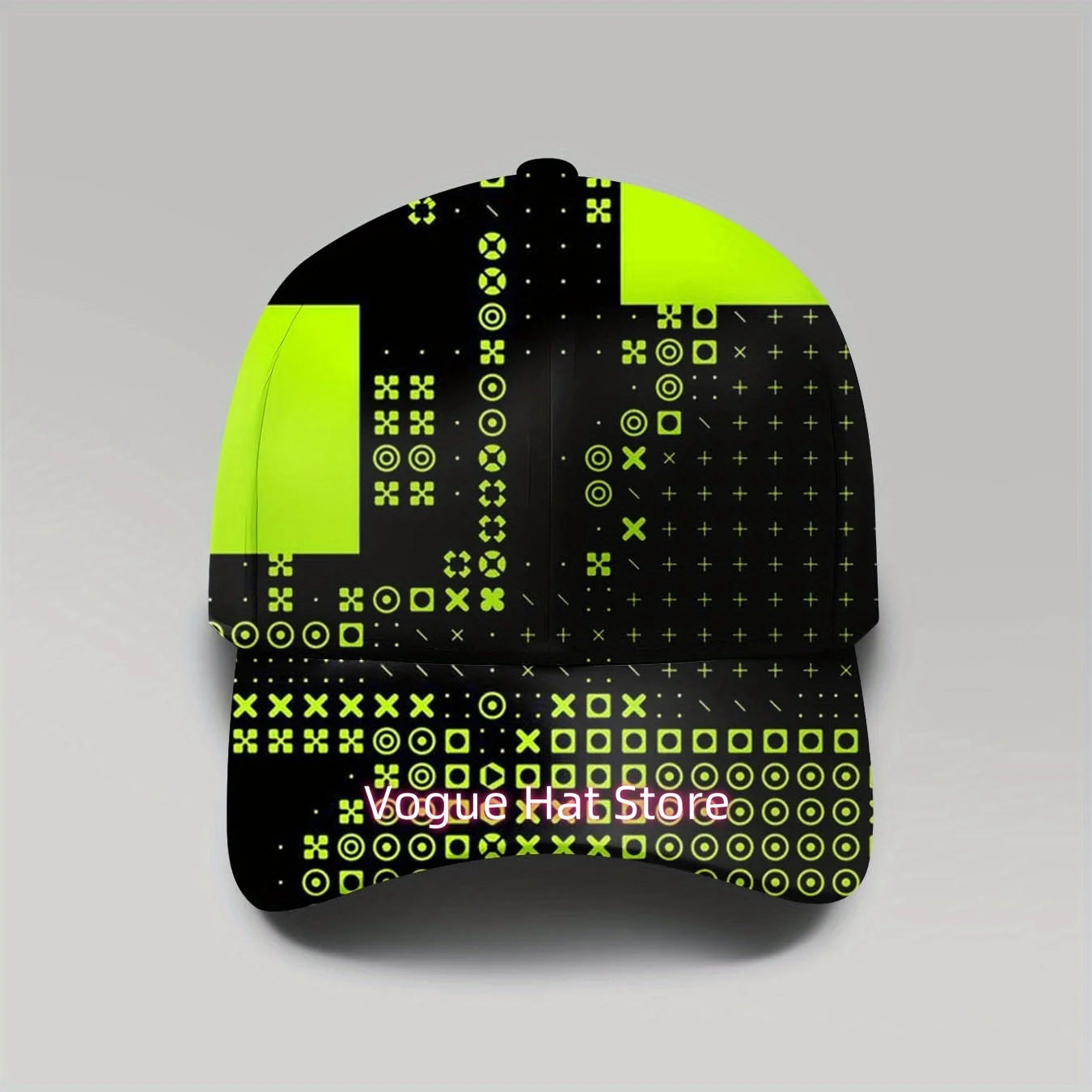 1pc, Neon Geometric Design Baseball Hat, Abstract Icons, Unisex Casual, Outdoor Apparel, Breathable Adjustable, Shielding, Sport