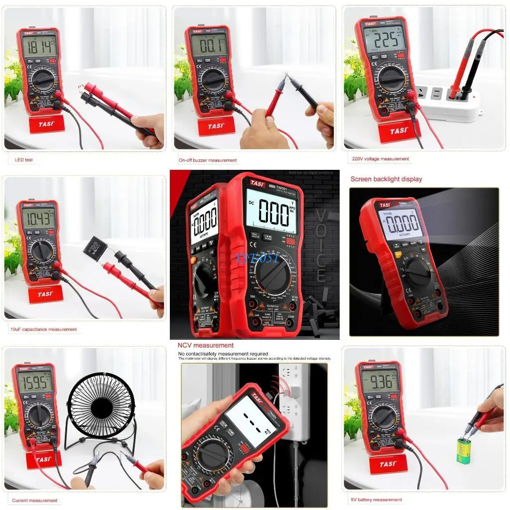 

E15A Multimeter Professional Capacitor Tester Large Screen Backlight LCD Digital Multimeter 9000 Counts Ultrathin-Intelligent