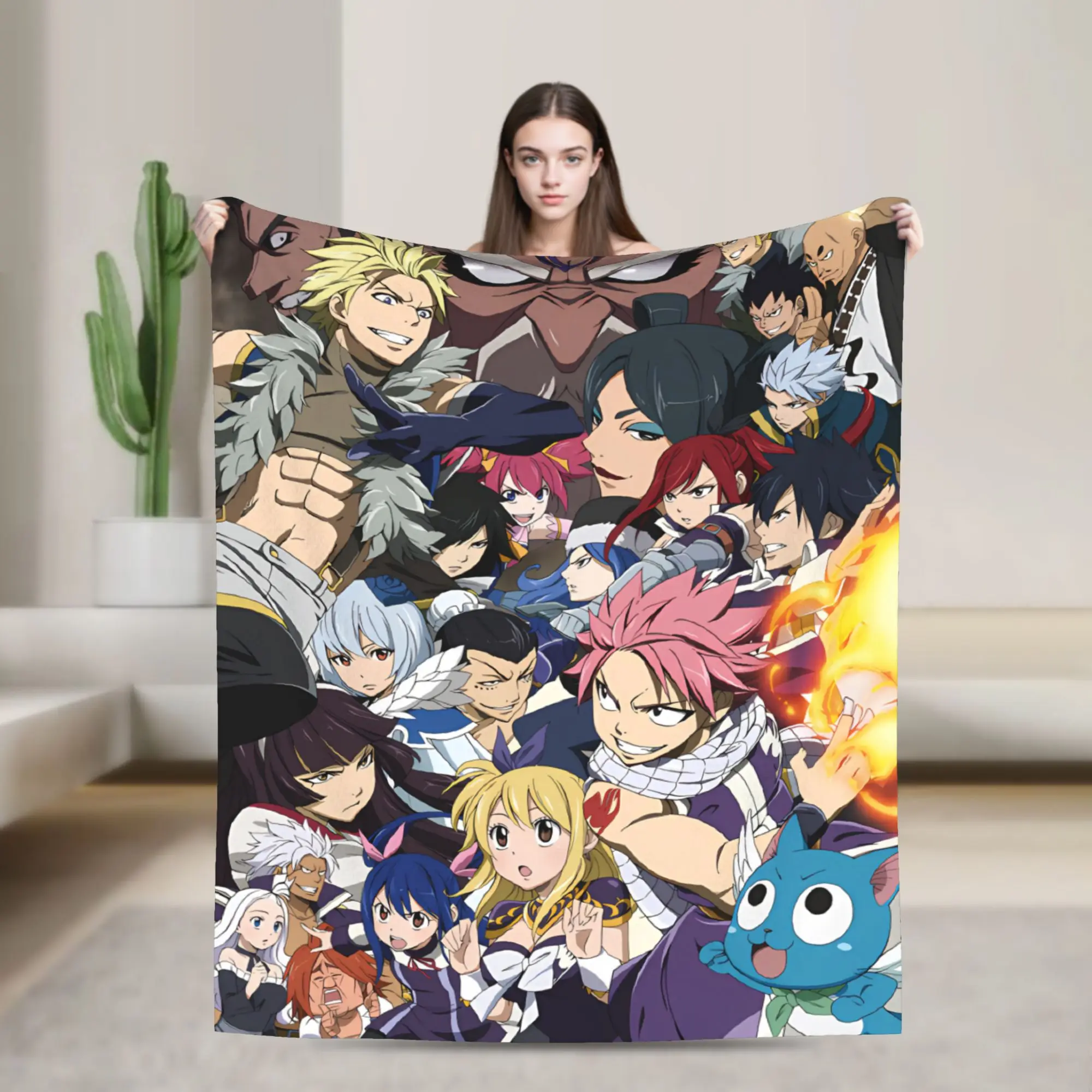 Stunning Fairy Tail Erza Armor Blanket  Warm Soft Pattern Plush Throw Blanket For Living Room Decorative Flannel Bedspread Bed