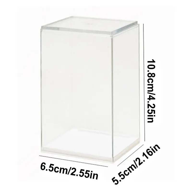 Espositore per bambole con figurine trasparenti, scatola portaoggetti in acrilico Vetrina da collezione impilabile trasparente con base colorata per bambola