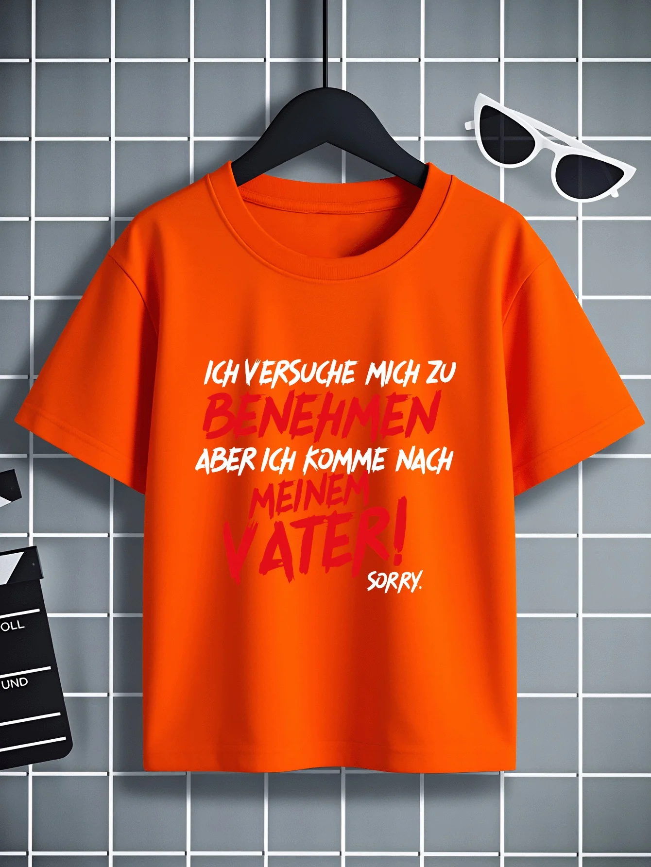 I Am Working Hard To Showcase Fun Patterns for Children Summer Street Round Neck T-shirt Casual Fashionable Parent-child Outfit