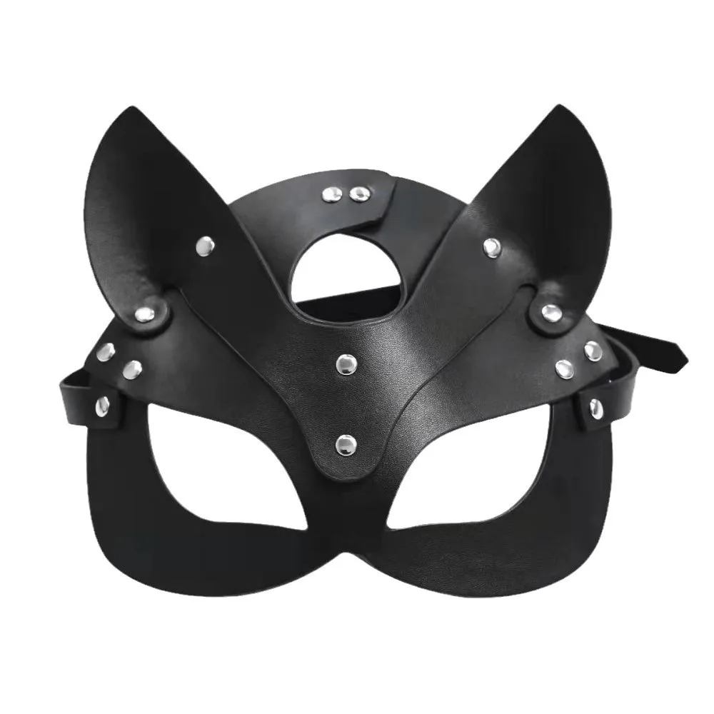 

Halloween Leather Mask Sexy PU Leather Half Face Fox Masquerade Mask Cosplay Face Cover Punk Mysterious Eyemask Costume Accessor