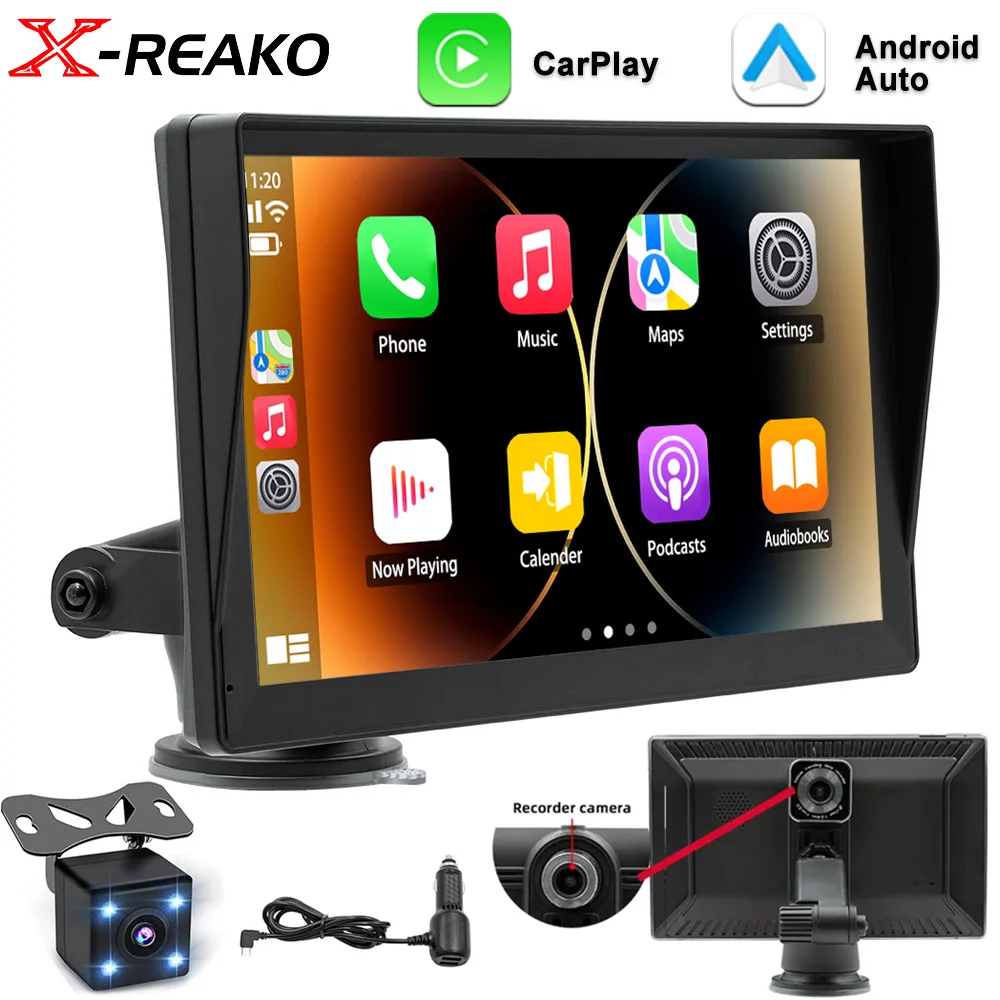 X-REAKO 9 Inch HD Touch Screen Car Stereo Carplay Android Auto Mirror Link Bluetooth FM Bluetooth USB AUX Car Radio Head Unit