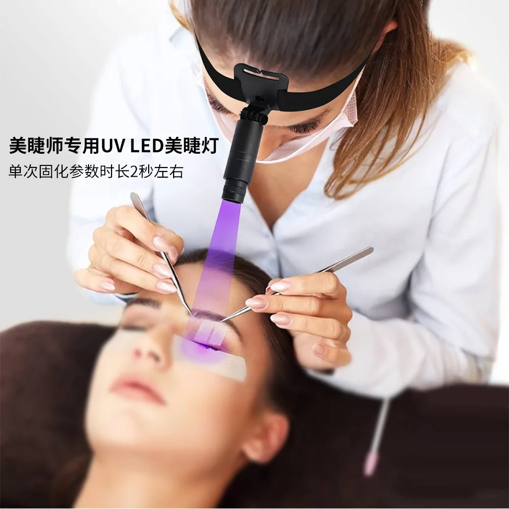 2026 Head-mounted UV LED curing lamp with foot-switch for professional manicurists-1-second quick-drying purple light head lamp