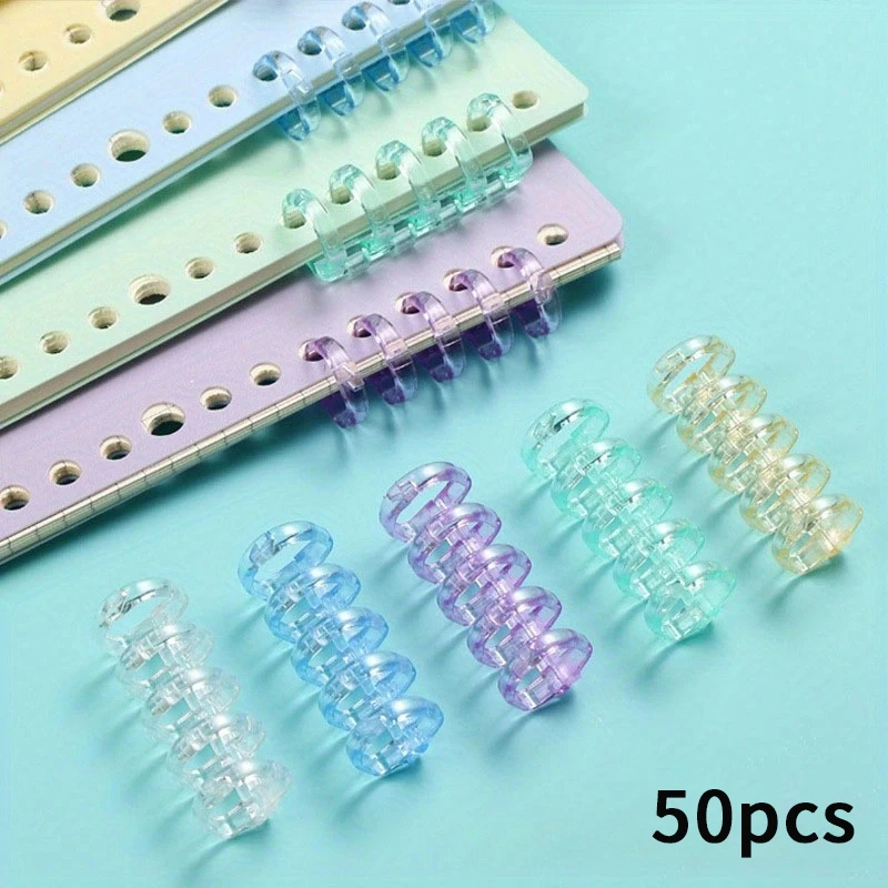 

50 упаковок разноцветных пластиковых шипов с 5 кольцами — съемные кольца с застежкой для отрывной бумаги и офисной организации