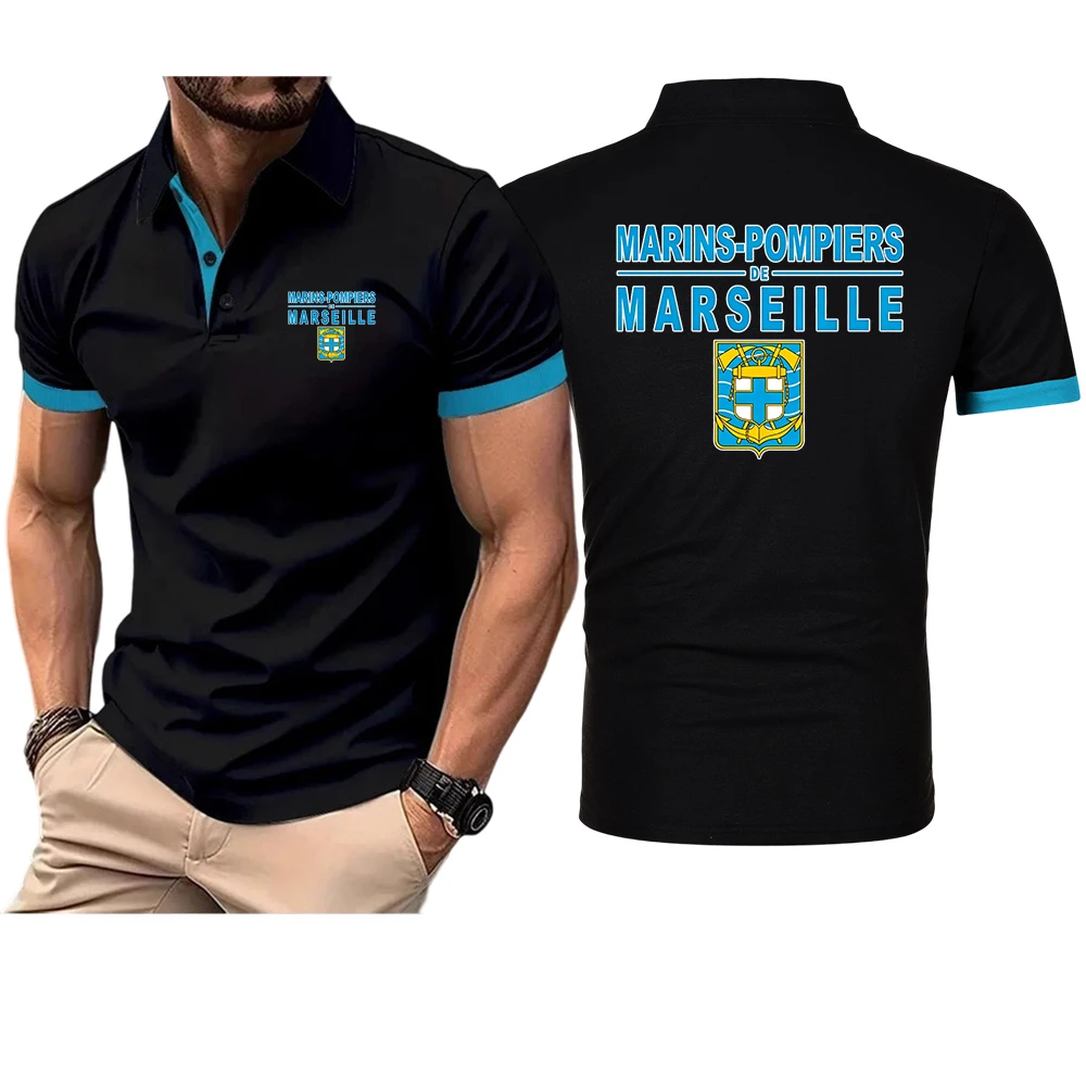 Marins Pompiers Marseille Naval Fire Battalion polo shirt ultra-light men's quick-drying breathable sweat-wicking T shirt