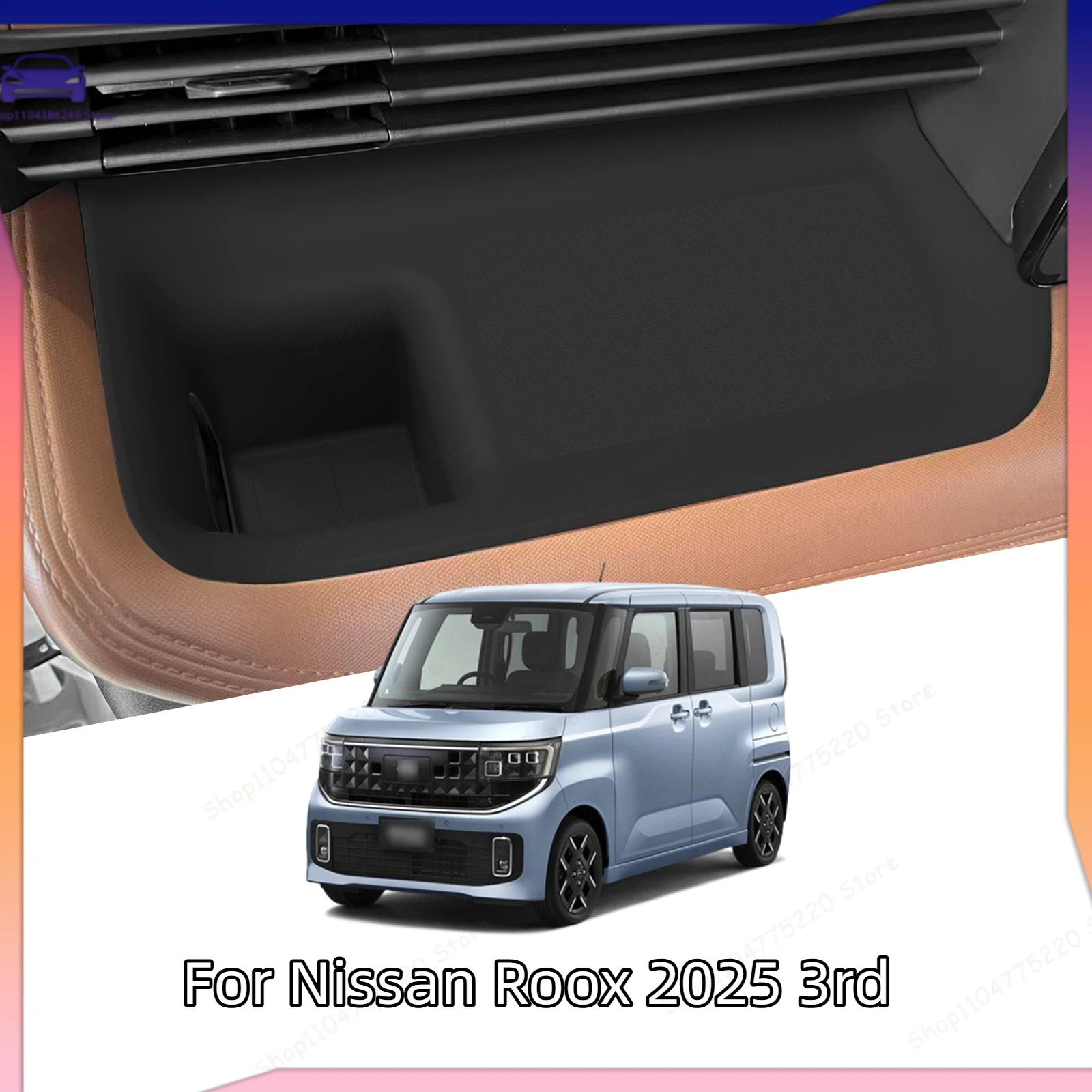 Black Shock-Absorb Silicone Dashboard Cup Tray Storage Box For Nissan Roox 2025 3rd Gen Central Tidying Organizer