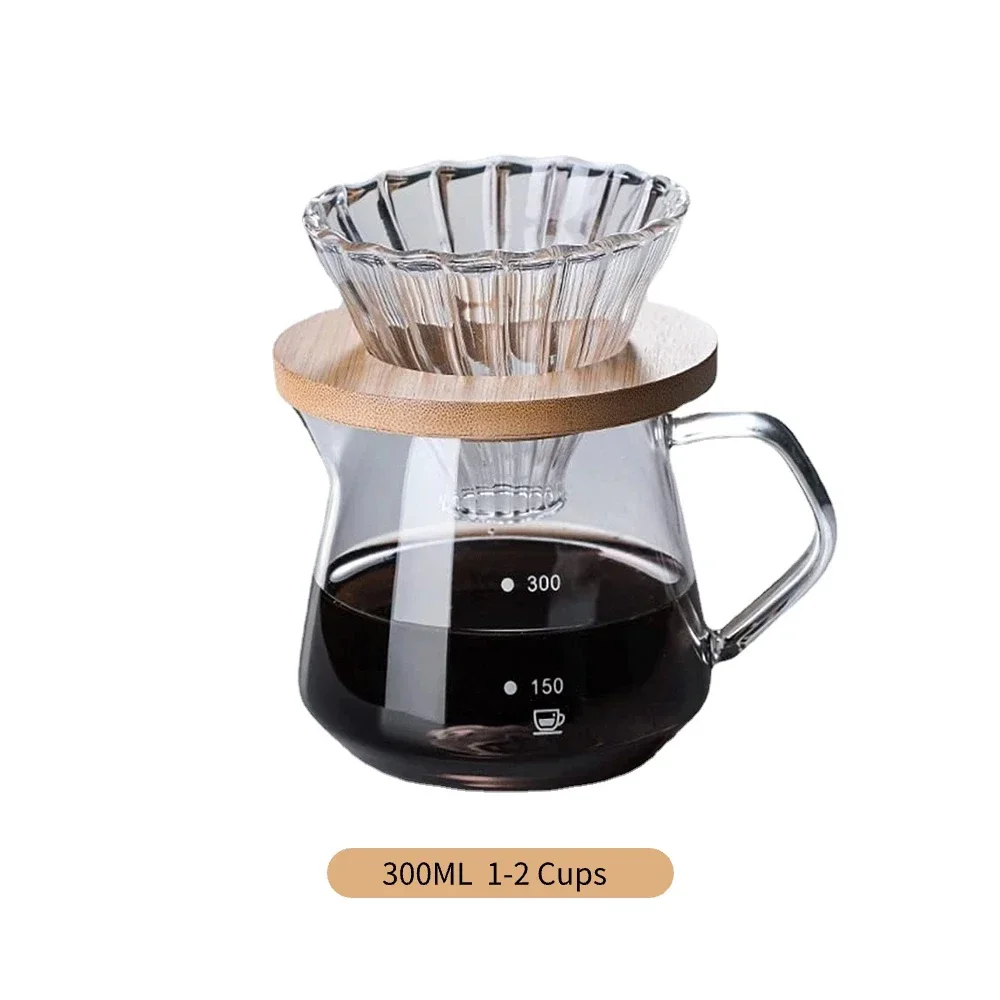 punana Kaffeemaschinen-Set zum Übergießen, Glaskaraffe, Kaffee mit Glas-Kaffeefilter, Tropfkaffeemaschinen-Set für Zuhause oder Büro, 600 ml, 300 ml 4