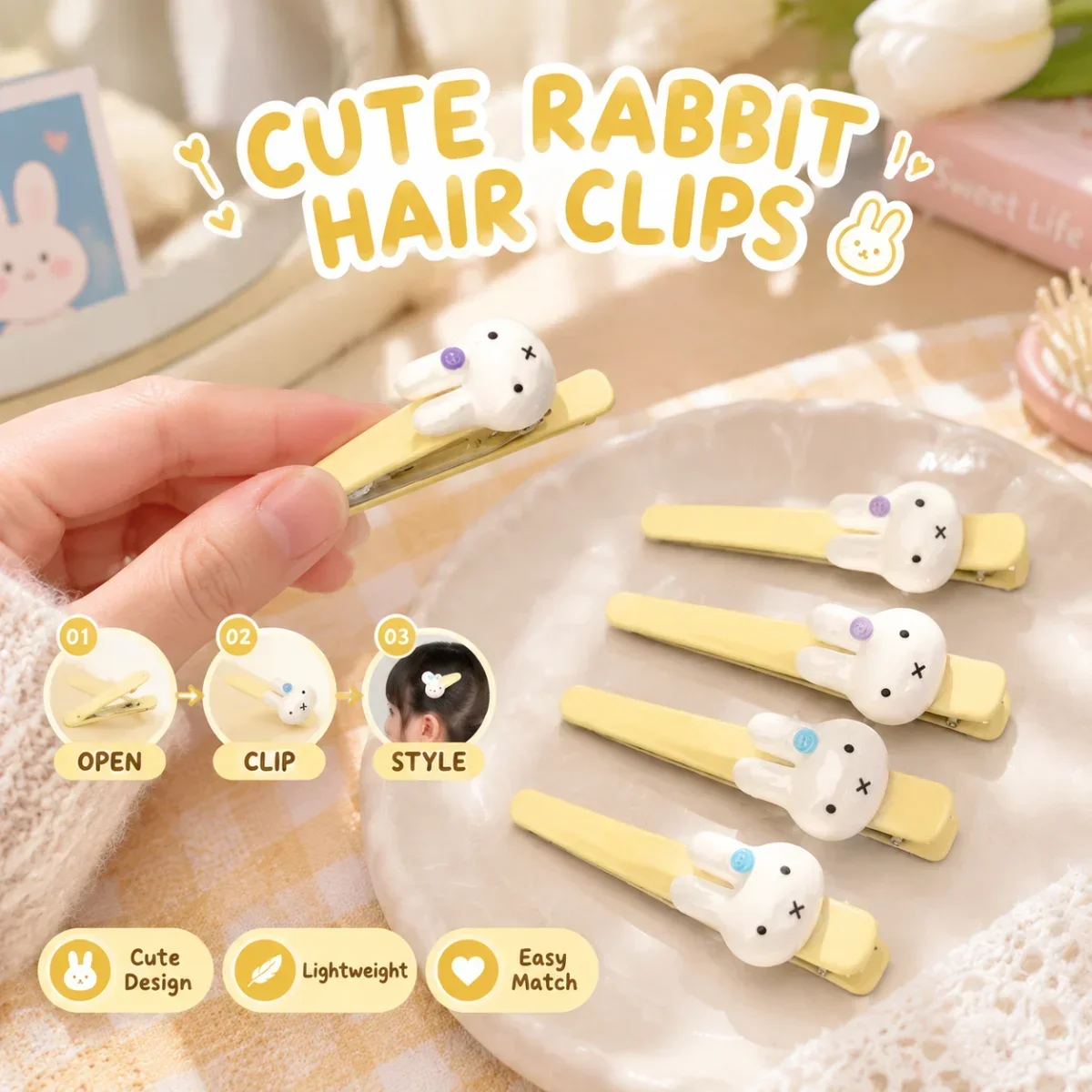 Miffy Rabbit Fringe Hair Clip 2 4 Pcs Sweet Cartoon Duckbill Headwear Hair Styling Clips Women Fashion Cute Hair Accessories