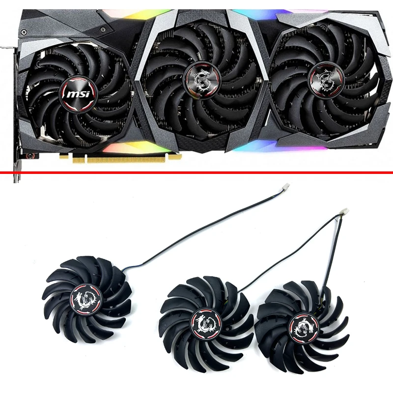 

NEW Cooling Fan 87MM PLD09210S12HH 95MM PLD10010S12HH 4PIN For MSI RTX 2070 2080 SUPER 2080Ti GAMING X TRIO Graphics Video card