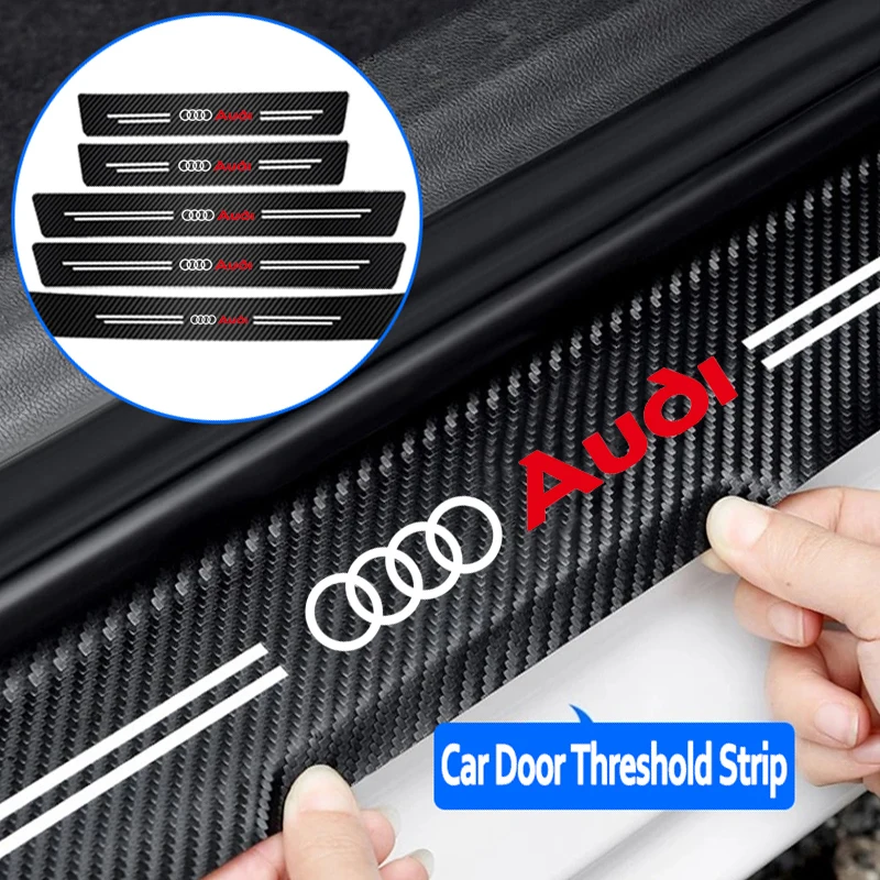 Car Door Carbon Fiber Sill Protector Stickers For Audi TT RS3 RS6 S5 A1 A2 A3 A4 A5 A6 A7 A8 Q1 Q2 Q3 Q4 Q5 Q6 Q7 Q8 B8 Quattro