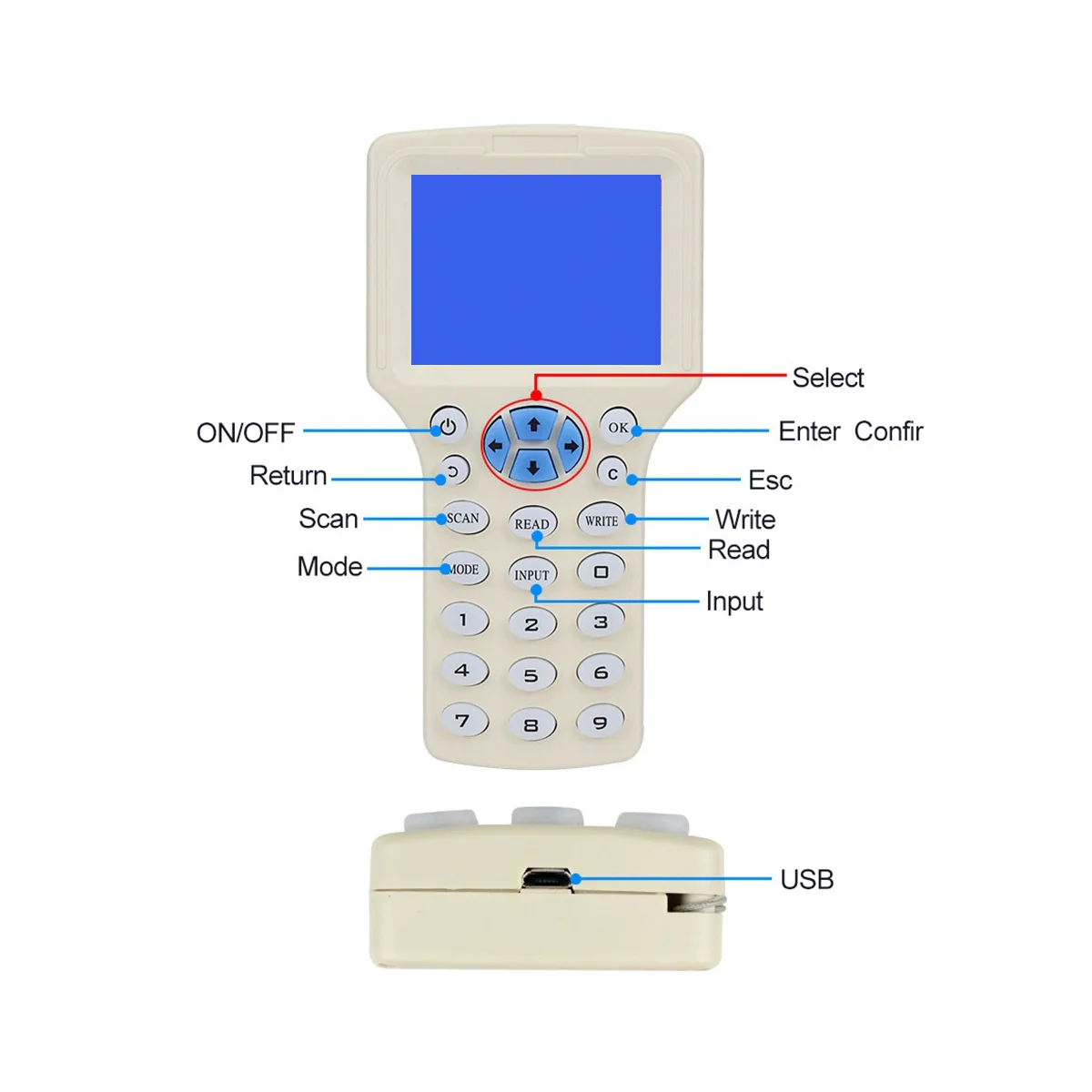 Imagem -05 - Rfid Nfc Smart Card Programmer Leitor Gravador Duplicador Decodificador Criptografado Cartões-chave Graváveis 125khz 13.56mhz