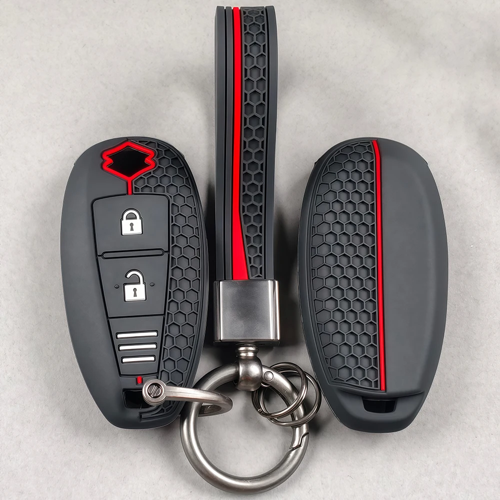Funda de silicona para llave de coche, funda protectora para Suzuki Vitara Swift Ignis Kizashi SX4 Baleno Ertiga Samurai S-Cross, accesorios