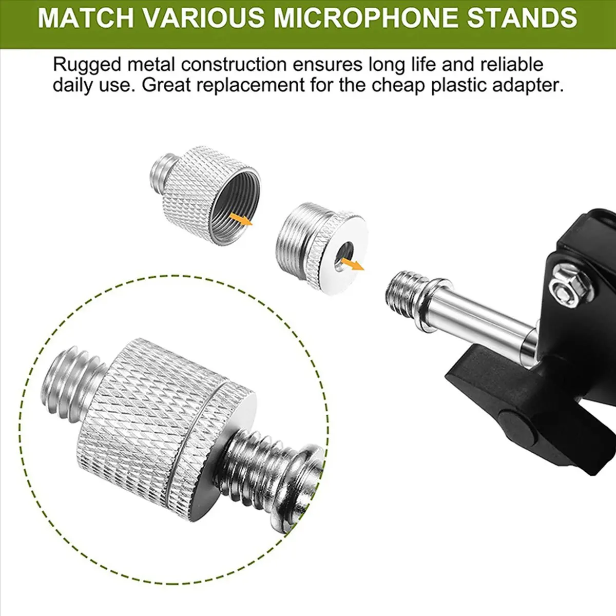 AABFK 60 Pcs Mic Thread Adapter Set 5/8 Female to 3/8 Male and 3/8 Female to 5/8 Male Screw Adapter Thread