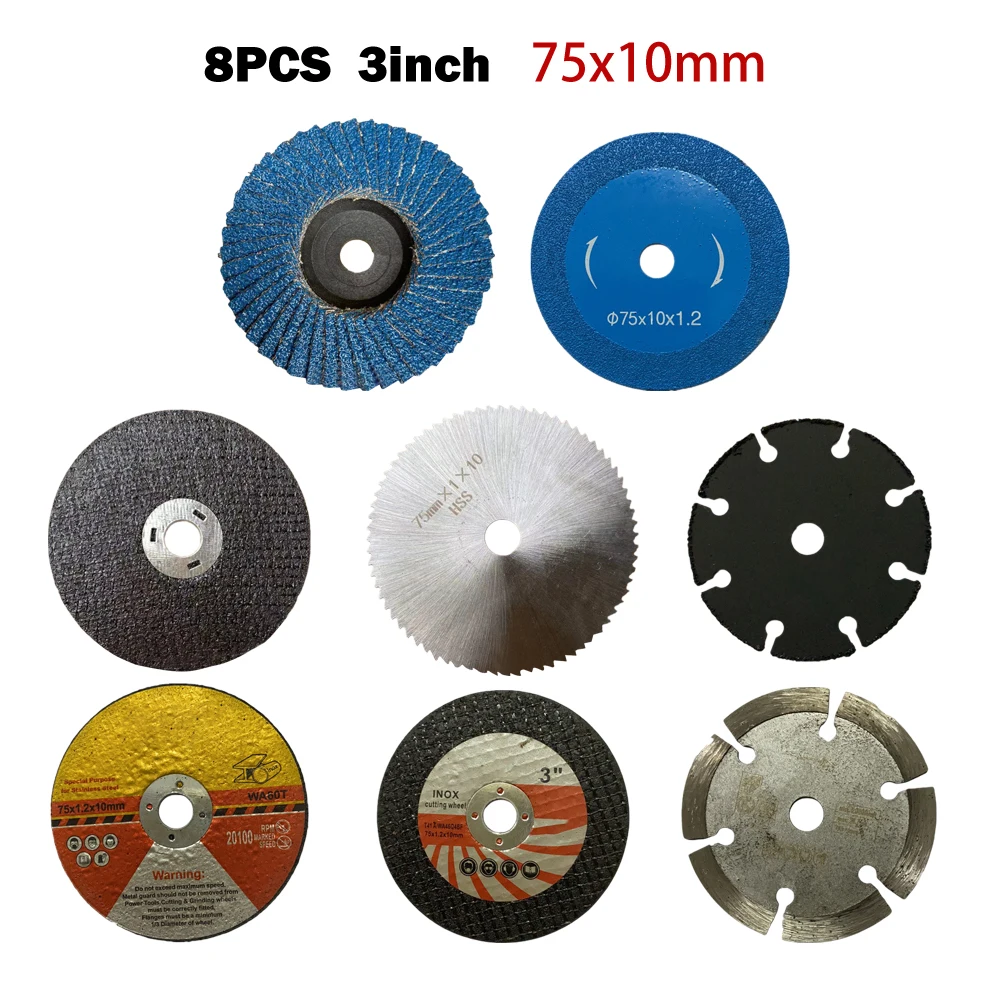 8 stücke Mini-Schleifer Schneid scheiben Holz fliesen Marmor Beton Metall Glas Durchmesser 75mm 3 Zoll Sägeblätter Winkels chl eifer Handwerkzeuge