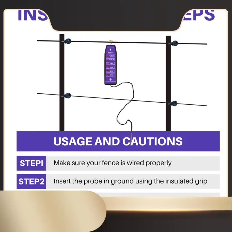 

Инструмент для тестирования напряжения фермерского забора 2-12 кВ, тестер напряжения для электрического забора, электрический солнечный источник питания-N36R