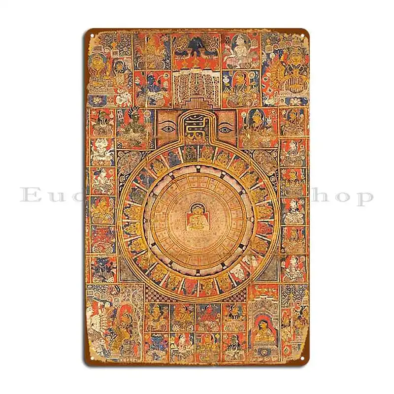Mandala 114 Jain Cosmic Diagram Gujarat 1500s Metal Sign Designing Printing Design Garage Cave Tin Sign Poster