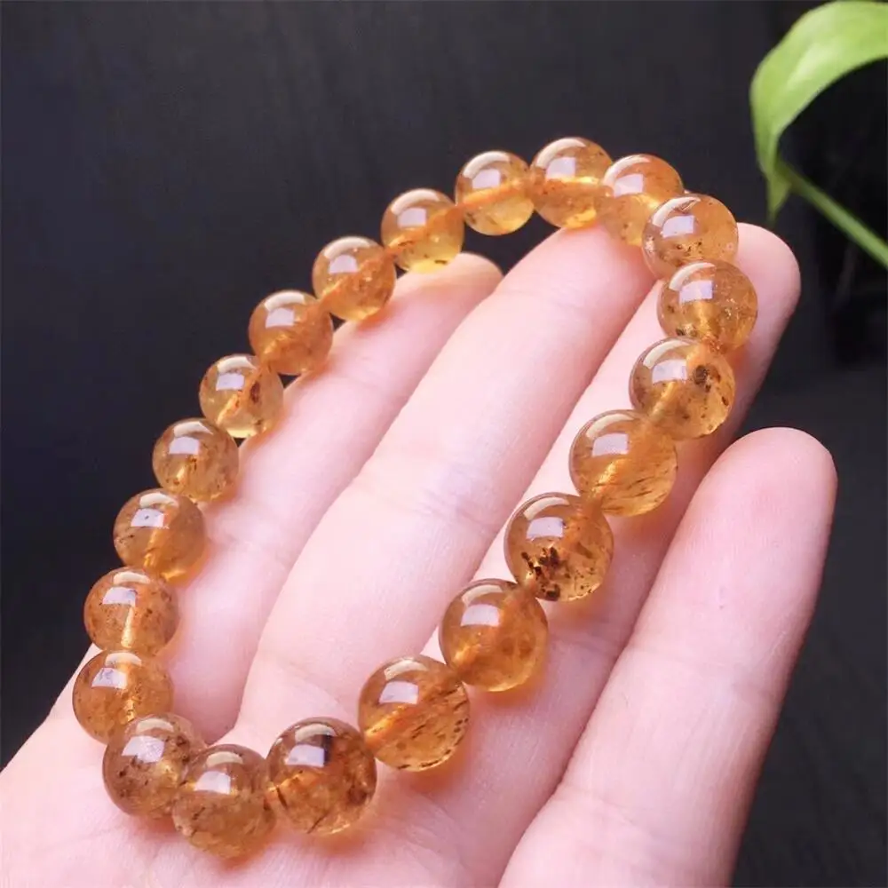 9MM Natural Yellow Mica Bracelet Fashion Energy Stone Reiki Healing Crystal Strand Fengshui Gift 1PCS