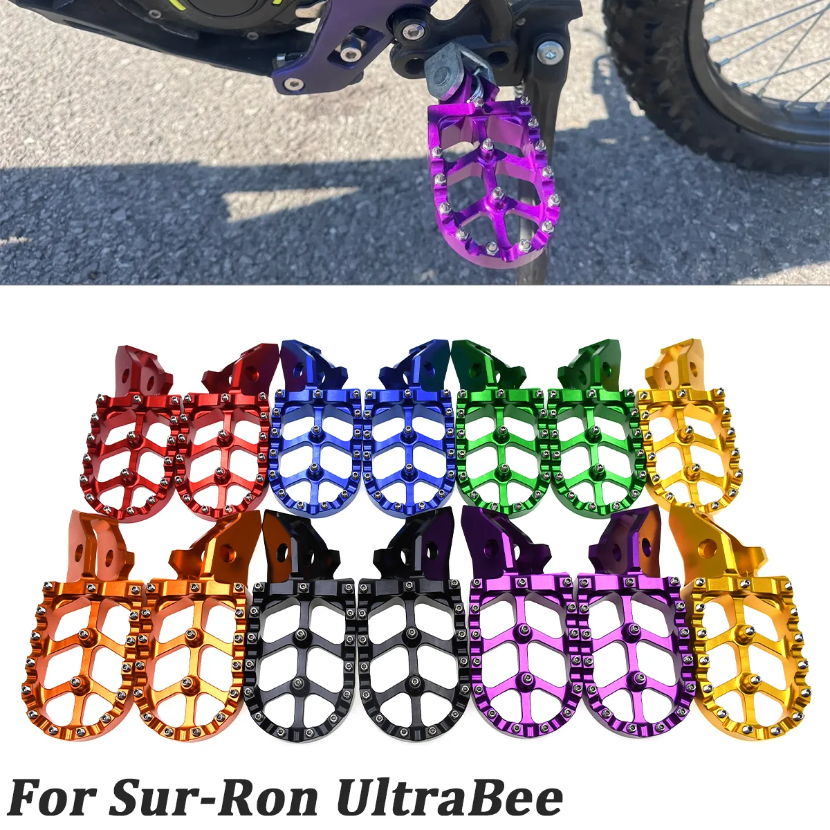 

2023 Off-Road Electric Vehicle Motorcycle CNC Footpegs Foot Pegs Rests Pedals For Sur-Ron Ultra Bee Electric Bike Parts
