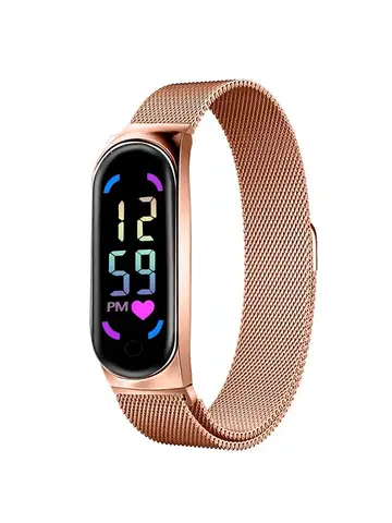 2024 New LED Women Watch Magnetic Watchband Strap Waterproof Touch Feminine Clock Fashion Digital Wristwatches