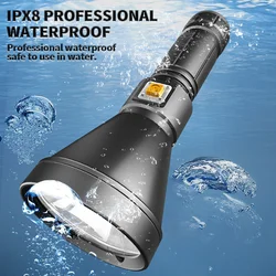 XHP90 1500 lumens Scuba Diving flashlight large Strong light professional IPX8 Waterproof Underwater Dive LED Light with rope