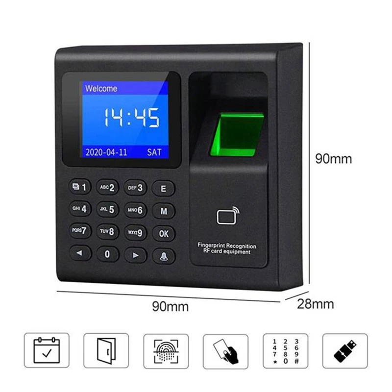 Fingerprint Attendance Machine RFID Keypad Access Control Electric Time Clock Recorder USB Data Manage With Keys