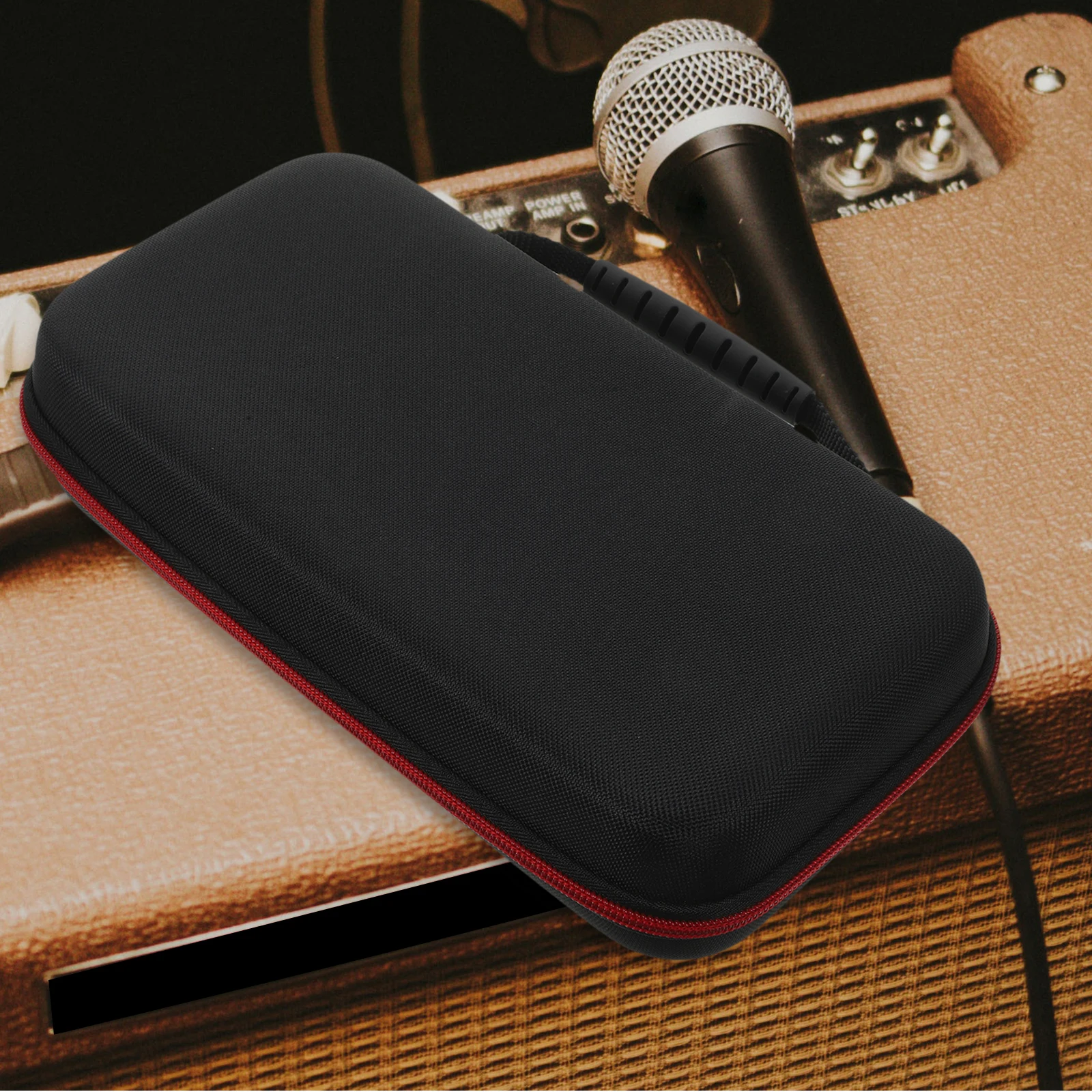 

Microphone Bag Portable Case Shockproof Storage Travel Hard Shell EVA Mic Pouch Dual Slot Handheld Devices Lightweight Practical