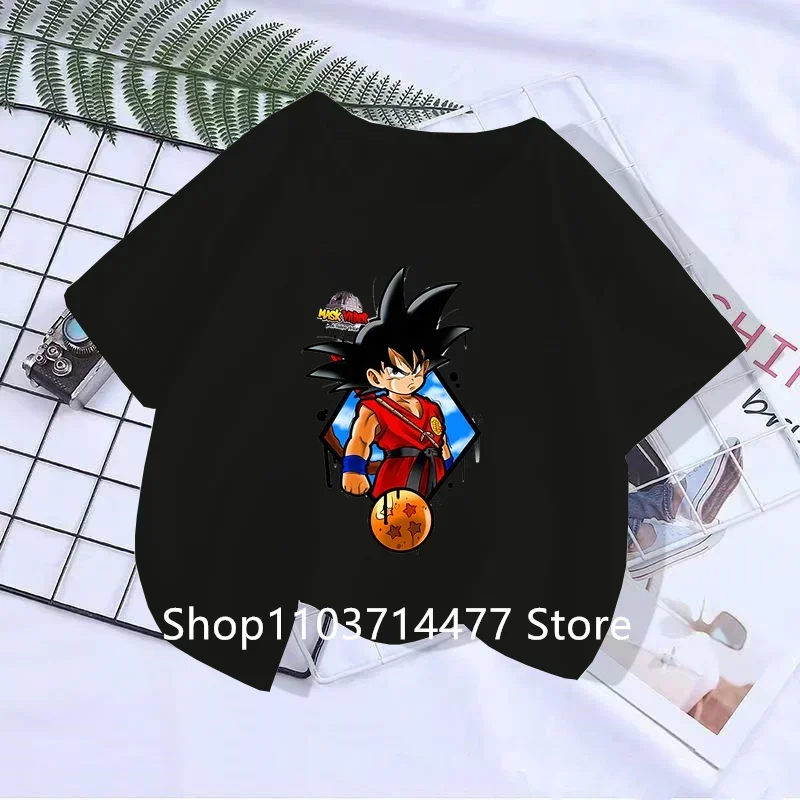 

2024 DragonBall Hoodie Kids Summer Sports T-shirt Boys Girls Goku Sports Short Sleeve Boys Clothes Girls Short sleeve kids