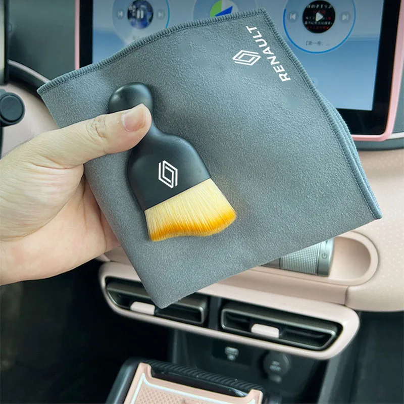 Car Interior Cleaning Soft Brush With Wash Towel Microfiber Cleaning Rag Cloth For Renault Clio Koleos Megane Espace QM6 Kadjar