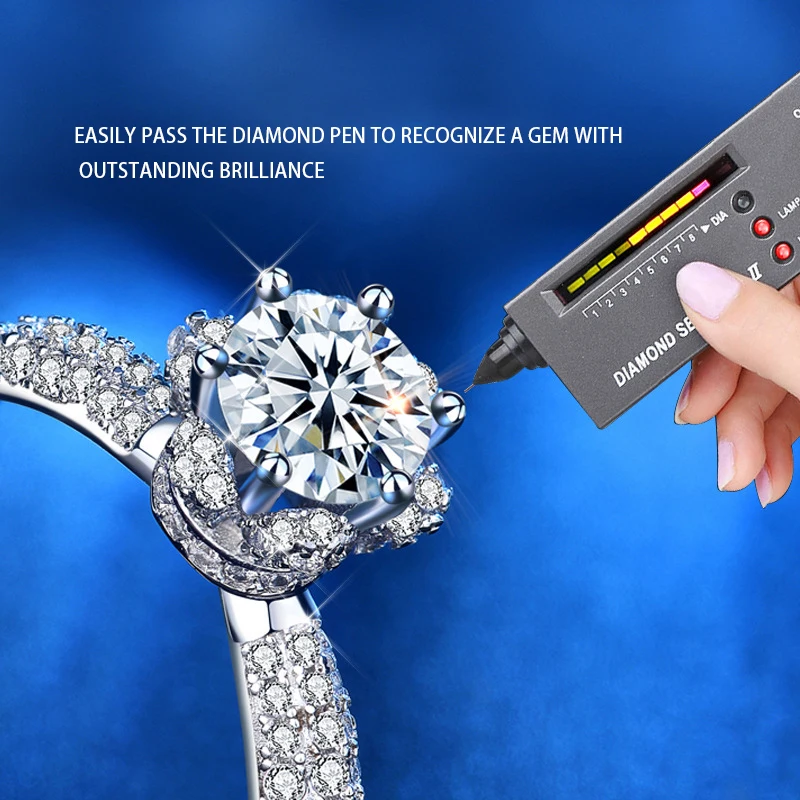 

Luxury Female Small Round Moissanite Rings 925 Sterling Silver 1ct White Gold Color Wedding Promise Engagement Jewelry For Women