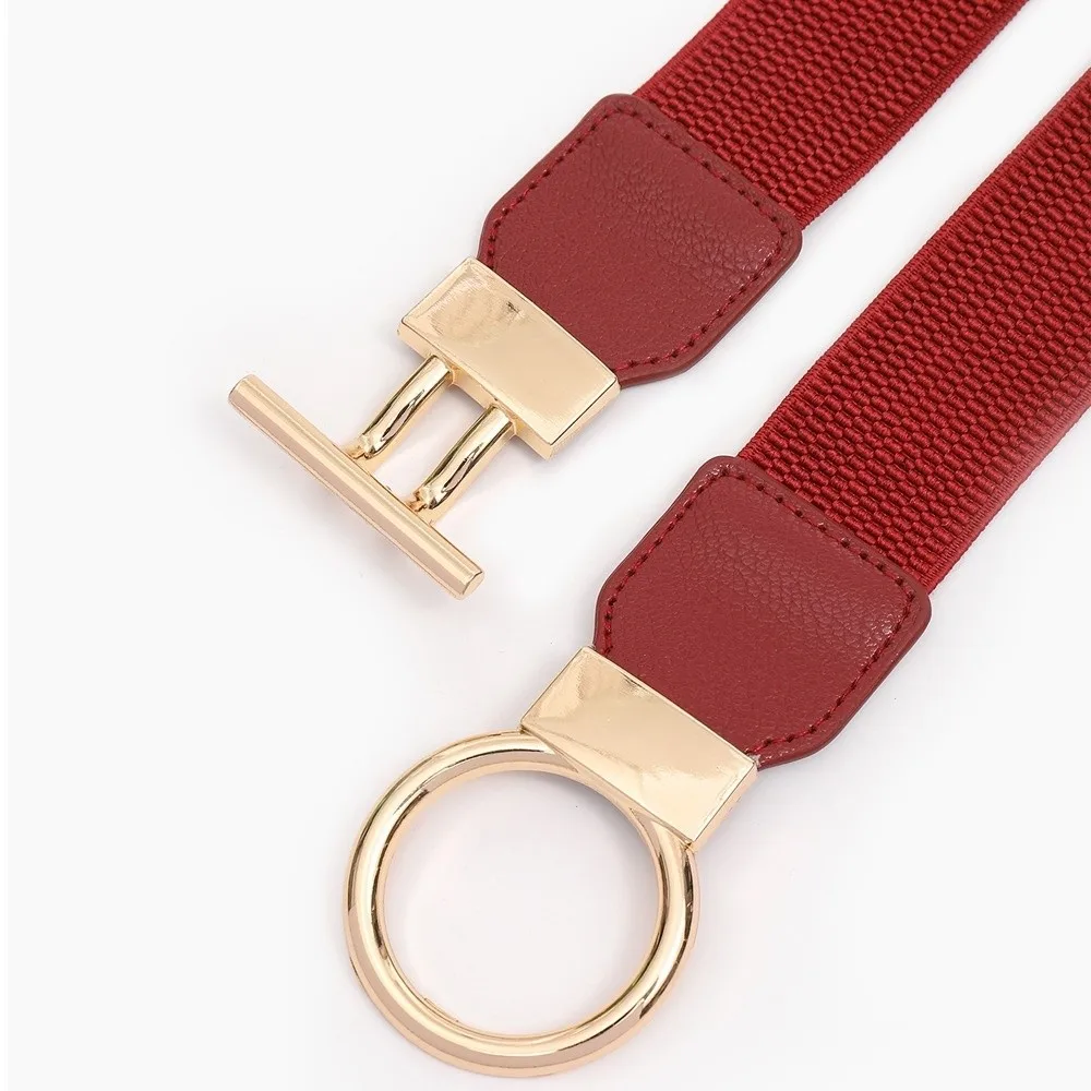 

Exquisite Elastic Waistband Casual Round Buckle Waist Strap Waist Belts Women