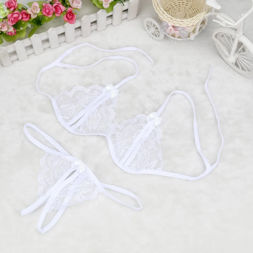 Sexy Lace Erotic Lingerie Embroidery Breathable Hollow Out Open Bra Panties Women\'s Underwear Two Piece Set Underwear Sleepwear