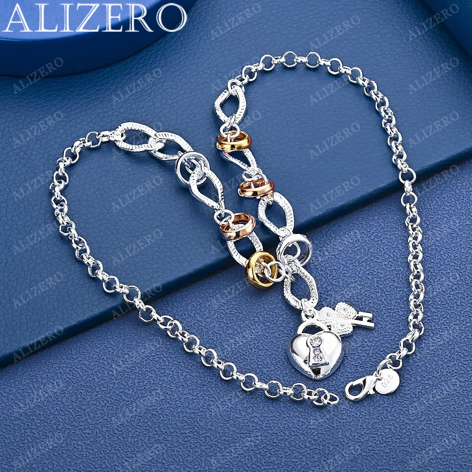 ALIZERO 925 Sterling Silber 45cm Herzkettenhalskette für Damen, Charm-Trend, Geburtstagsgeschenke, Mode-Party, Edler Schmuck – Detail 2